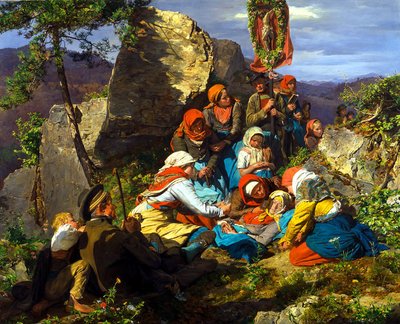 中断された巡礼、病気の巡礼者、1858 作： Ferdinand Georg Waldmuller