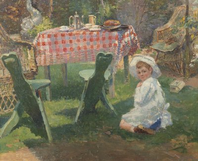 庭で 作： Ferdinand George Lemmers