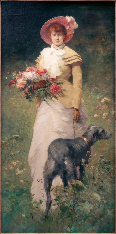 犬を連れた女性 作： Ferdinand Heilbuth
