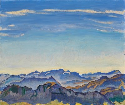 Rochers de Nayeのヴォーアルプス。 1917 作： Ferdinand Hodler