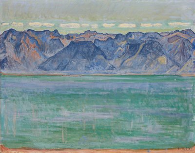 サヴォイ アルプスのあるジュネーブ湖、c. 1905年。 作： Ferdinand Hodler