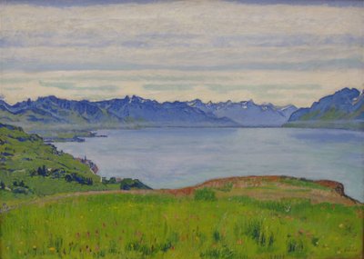 レマン湖畔、ヴァレー州を望む風景 作： フェルディナンドホドラー