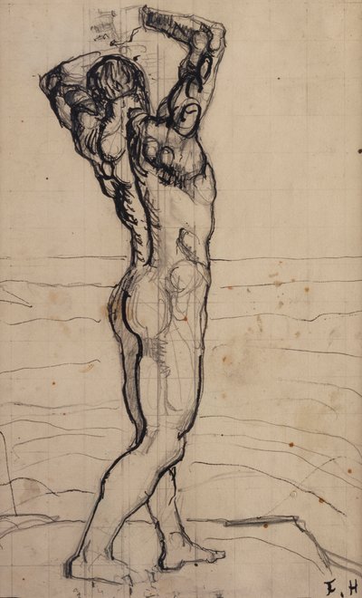 男性法、真実の研究、c.1901-02（紙に鉛筆と墨汁） 作： Ferdinand Hodler