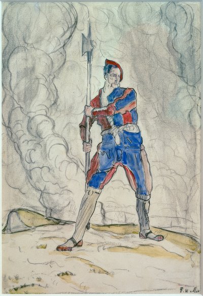 立っているランツクネヒト、マリニャーノの戦いの研究 作： Ferdinand Hodler