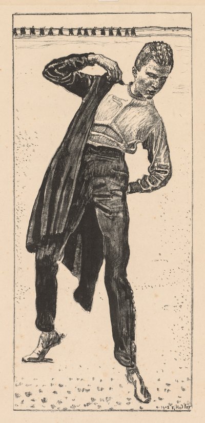コートを着る学生 作： Ferdinand Hodler