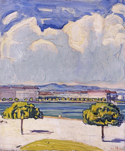 ジャルダン・アングレから見たジュネーブのQuai du Mont-Blanc、c。 1910年。 作： Ferdinand Hodler