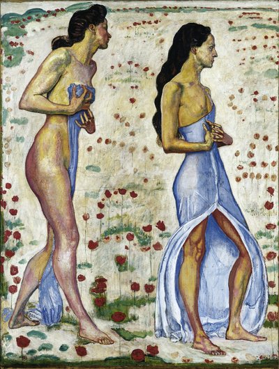 花の感情を持つ2人の女性1a、1901-1906 作： Ferdinand Hodler