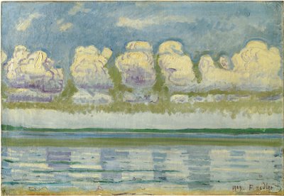 「ジュラのあるレマン湖の眺め」フェルディナンド・ホドラー（1853-1918）の絵画 作： Ferdinand Hodler