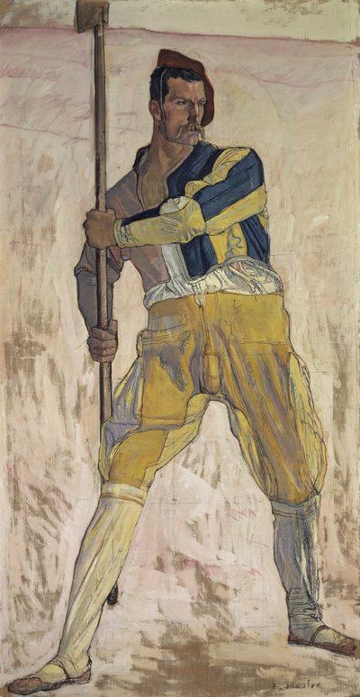 ハルバードを持つ戦士、c。 1898年。 作： Ferdinand Hodler