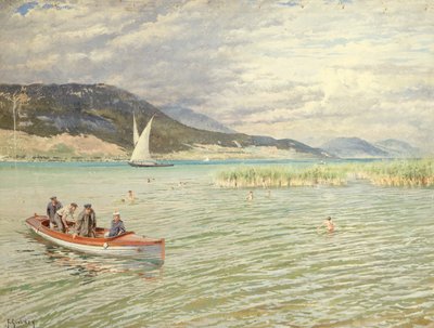 湖で（キャンバスに油彩） 作： Ferdinand Joseph Gueldry