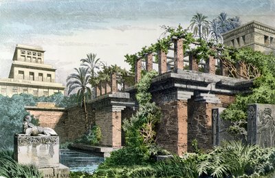 1886年に「ミュンヘンビルダーボーゲン」に掲載された「世界の七不思議」シリーズのバビロンの吊り庭園 作： Ferdinand Knab