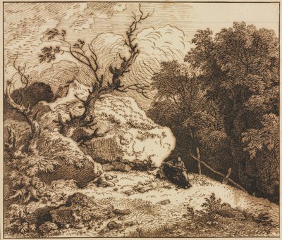 森の風景の中の隠者、1776年。 作： Ferdinand Kobell