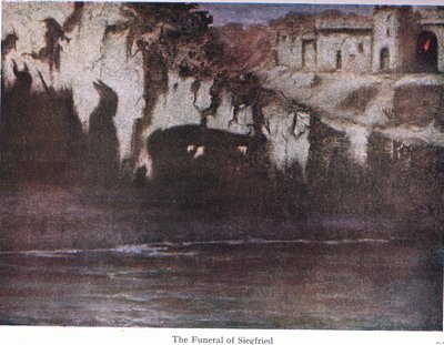 Siefriedの葬儀、The Stories of Wagners Operasパブからのイラスト。 George Harrap＆Co Ltd 1932による 作： Ferdinand Lecke
