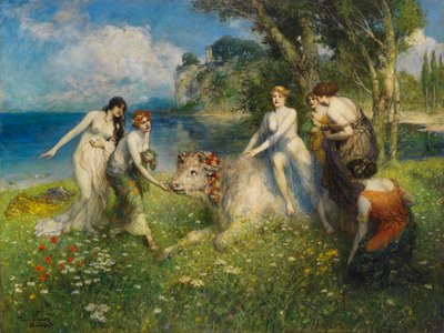 エウロパと雄牛、1910 年代。 作： Ferdinand Leeke