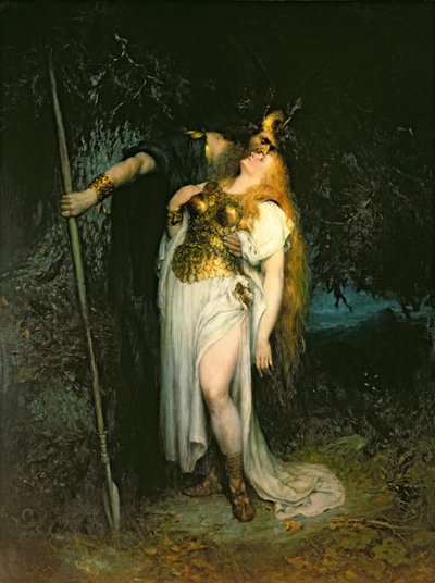 Wotan Biddingの別れ、Brunhilde、1908年 作： Ferdinand Leeke