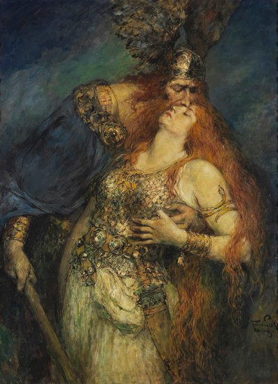 ヴォータンのブリュンヒルデへの別れ c. 1910年。 作： Ferdinand Leeke