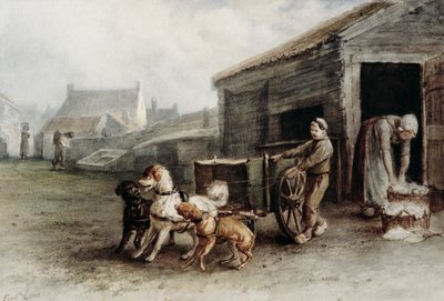 犬用カート、オランダ、1890年頃（紙にトイレ） 作： Ferdinand Lintz