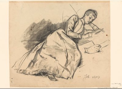 ソファで読書する若い女性 作： Ferdinand Oldewelt