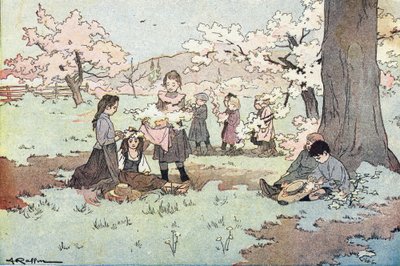 野原から花を摘む子供たち、Imagier de l