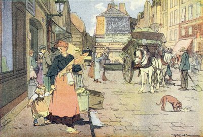 朝、子供の絵本、1900年頃（彫刻） 作： Ferdinand Raffin
