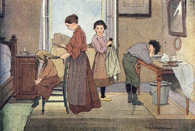 彼を育てる、子供時代の絵本、1900年頃（彫刻） 作： Ferdinand Raffin
