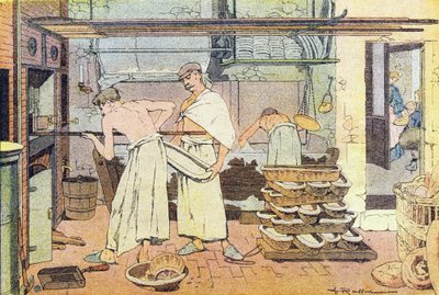 パン屋、子供時代の絵本、1900年頃（彫刻） 作： Ferdinand Raffin