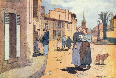 郵便配達員、子供の頃の絵本、1900年頃（彫刻） 作： Ferdinand Raffin