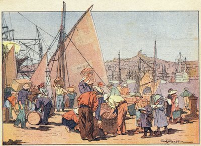 港、子供時代の絵本、1900年頃（彫刻） 作： Ferdinand Raffin