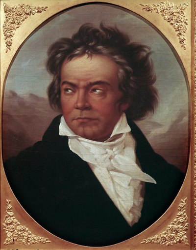 ドイツの作曲家ルートヴィヒ・ヴァン・ベートーヴェン (1770-1827) 49 歳の肖像画 (ドイツの作曲家ルートヴィヒ・ヴァン・ベートーヴェン 49 歳) 作： Ferdinand Schimon