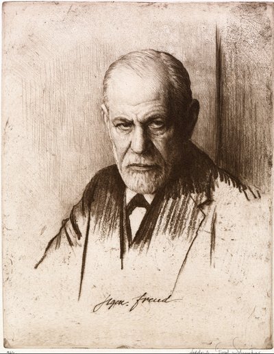 ジークムント フロイト (1856-1939) の肖像。 フェルディナンド・シュムツァー (1870-1928) の作品、彫刻 作： Ferdinand Schmutzer