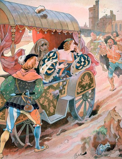 馬車への攻撃、ケ・ド・ネスレス、フランシス1世、16世紀、c1870-1950。 作： Ferdinand Sigismund Bac