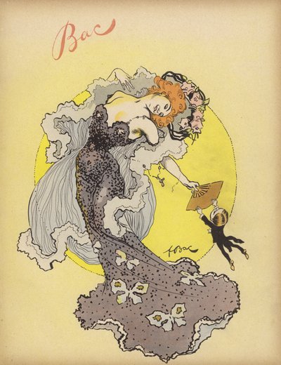 Homem pendurado no leque de uma bela mulher (litho colorida) 作： Ferdinand Sigismund Bac