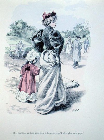 「ミイラ、あそこにいるあの人は私の父ですか？」、1900年頃（色付きの彫刻） 作： Ferdinand Sigismund Bac