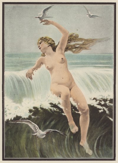 波とカモメ (カラーリソ) 作： Ferdinand Victor Eugene (after) Delacroix
