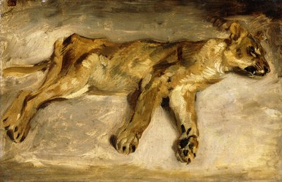 眠る雌ライオン、1830年頃 作： Ferdinand Victor Eugene Delacroix