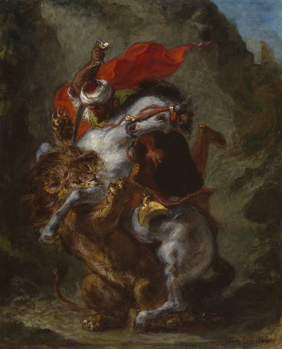 ライオンに襲われたアラブの騎手、1849-50 作： Ferdinand Victor Eugene Delacroix