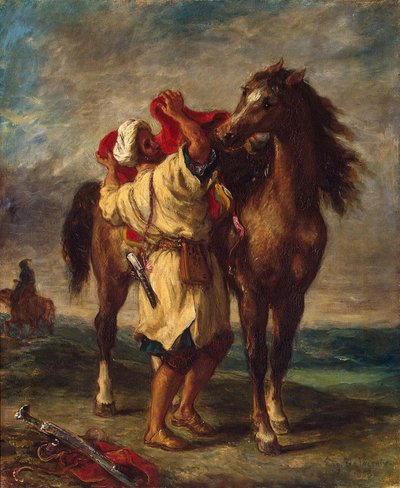 アラブが馬を抱きしめる 作： Ferdinand Victor Eugene Delacroix