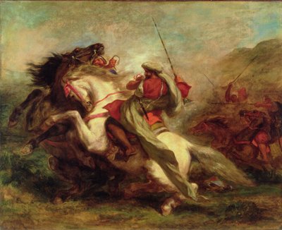 ムーア人の騎士の衝突、1843-44 作： Ferdinand Victor Eugene Delacroix