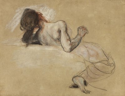 身をかがめる女性、1827年 作： Ferdinand Victor Eugene Delacroix