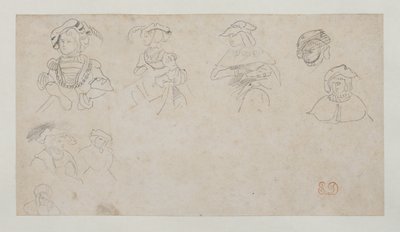 フィギュア・スタディーズ 1800-1899年頃（グラファイト、織物紙） 作： Ferdinand Victor Eugene Delacroix