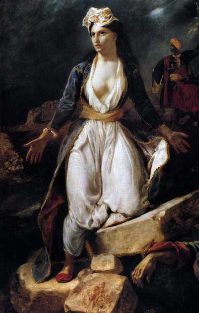 ミソロンギの遺跡にあるギリシャ、1826年 作： Ferdinand Victor Eugene Delacroix