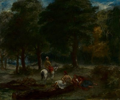 森で休むギリシャ騎兵隊、1858 作： Ferdinand Victor Eugene Delacroix