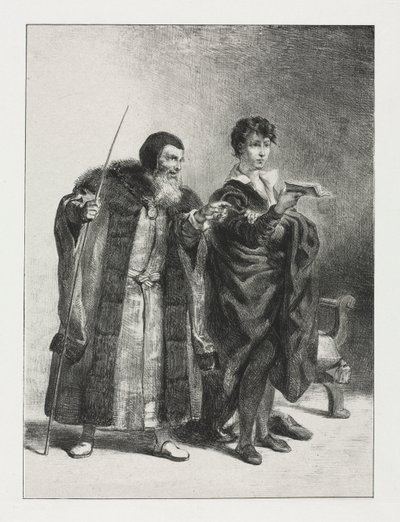 ハムレット：ポロニウスとハムレット、1834年。 作： Ferdinand Victor Eugene Delacroix