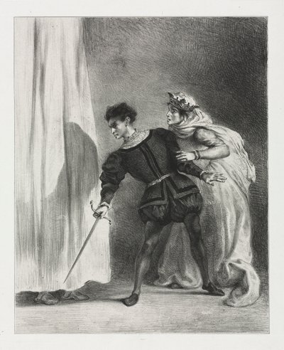 ハムレット：ポロニウスの殺人、1834年。 作： Ferdinand Victor Eugene Delacroix