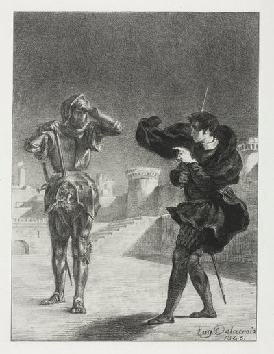 ハムレット：幻影のテラス、1843年。 作： Ferdinand Victor Eugene Delacroix