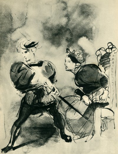 ハムレットとポロニウス、1830年代、1943年。 作： Ferdinand Victor Eugene Delacroix