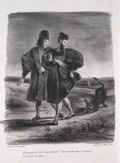 ファウストの挿絵：ファウスト、メフィストフェレとバーベット、1828 作： Ferdinand Victor Eugene Delacroix
