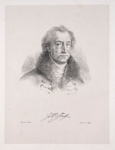 ファウストのイラスト：口絵-ヨハンヴォルフガングフォンゲーテの肖像、1828年。 作： Ferdinand Victor Eugene Delacroix