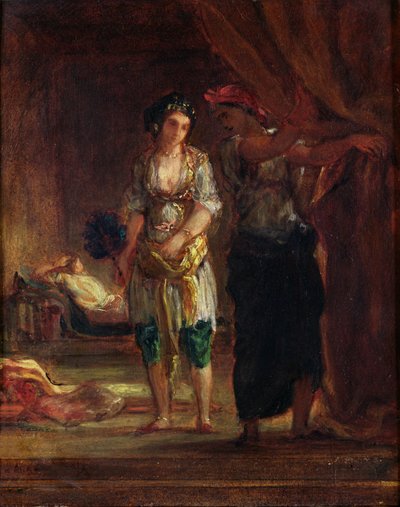 1847年頃のオランのハーレムの内部 作： Ferdinand Victor Eugene Delacroix