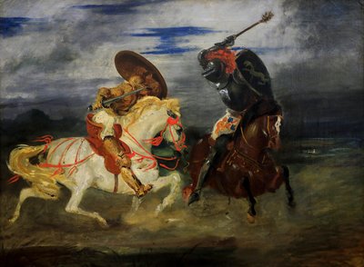 田舎で戦う騎士たち 作： Ferdinand Victor Eugene Delacroix